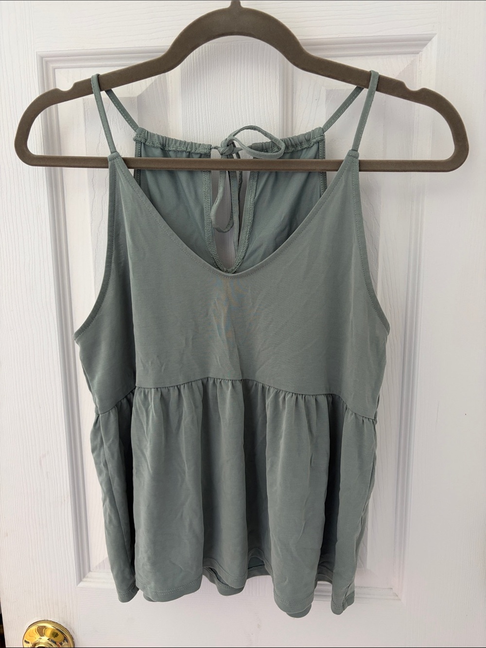 American Eagle Outfitters Sage Green Spaghetti Strap Peplum Tank